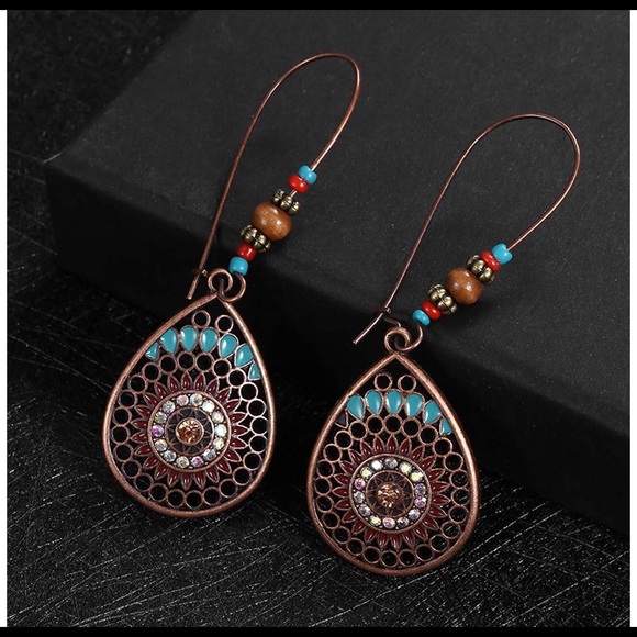 8 pc Vintage/Boho Style Drop Earrings - Picture 2 of 5